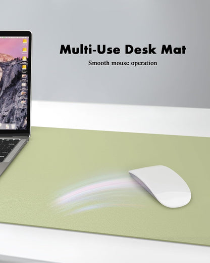 Double-Sided Desk Pad, 31.5"x15.7"Leather Desk Mat, Eco Cork Desk Pad Protector,Large Mouse Pad,Waterproof Desk Blotter for Office/Home(Coffee)