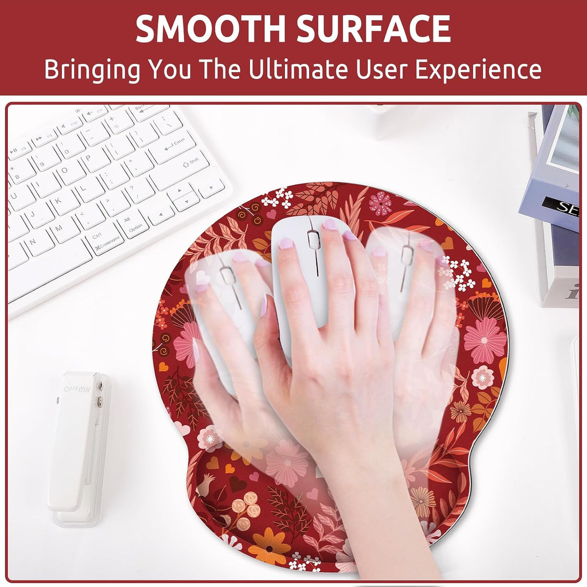 KONVINIT Ergonomic Mouse Pad with Wrist Rest, Small Mousepad with Non-Slip Rubber Base and Smooth Surface, Beach Mouse Pads for Desk, Office Desk Accessories