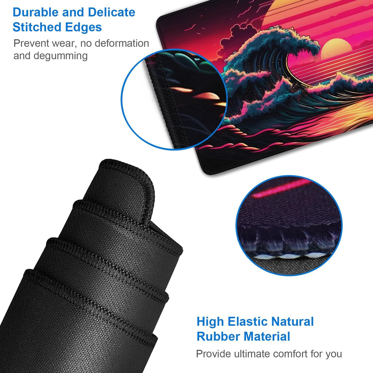 Large Gaming Mouse Pad, 31.5x15.7 inch Large Extended Computer Keyboard Mouse Mat, Water Resist Non-Slip Mousepad Rubber Base Long XXL Desk Mouse Pad for Work & Gaming, Office & Home, Black