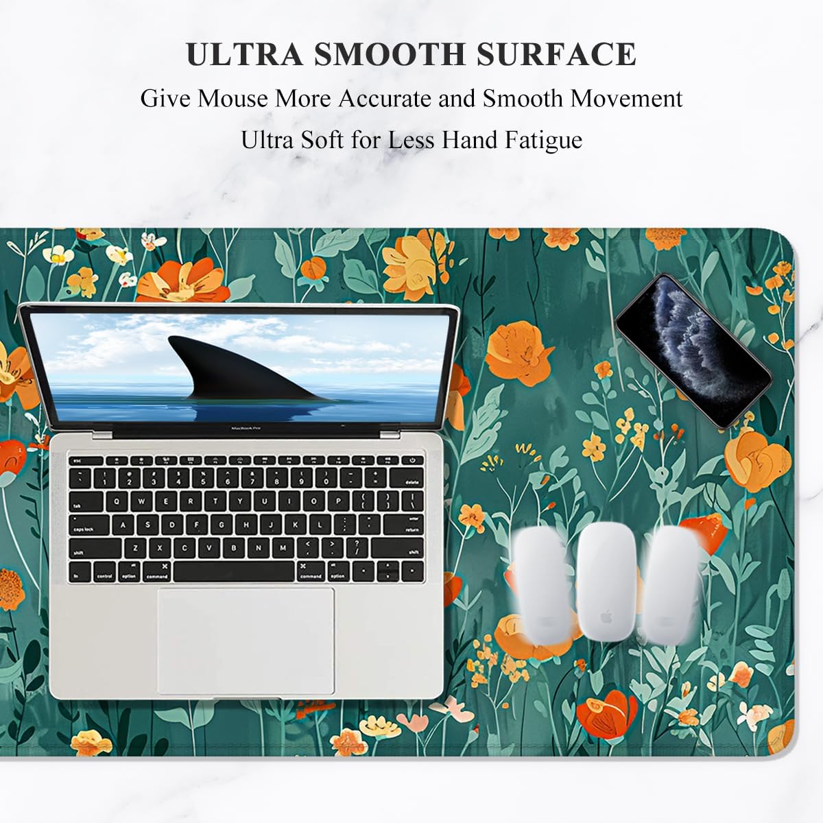 Auhoahsil Desk Mat, Ultra Large Mouse Pad, XXL Gaming Mousepad, Green Tropical Leaves Deskpad, Big Extended Full Size Mouse Pad, Desktop Desk Matt for Keyboard, Laptop & Computer, 35.5 x 15.7 in - Colors A