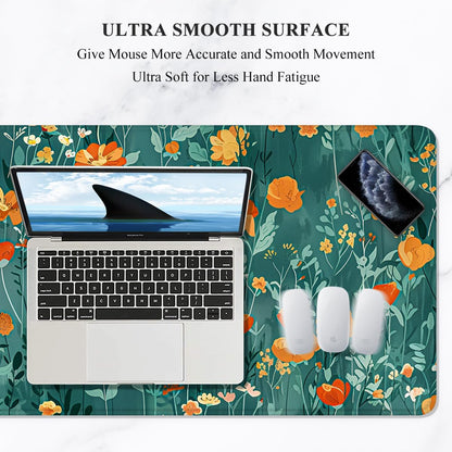 Auhoahsil Desk Mat, Ultra Large Mouse Pad, XXL Gaming Mousepad, Green Tropical Leaves Deskpad, Big Extended Full Size Mouse Pad, Desktop Desk Matt for Keyboard, Laptop & Computer, 35.5 x 15.7 in - Colors A