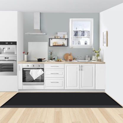 KitchenClouds Kitchen Mat Cushioned Anti Fatigue Rug 17.3"x28" Water Resistant, Non Slip, Standing and Comfort Desk/Floor Mats for House Sink Office (Black)