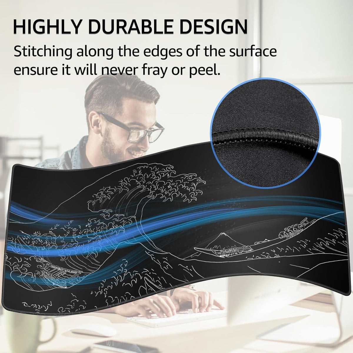KTRIO Large Gaming Mouse Pad Desk Mat for Gamer, 31.5" x 11.8", Black, XL | Extended Size Design, Superior Micro-Weave Cloth, Non-Slip Rubber Base, Durable Stitched Edges, Water-Resistant Coating