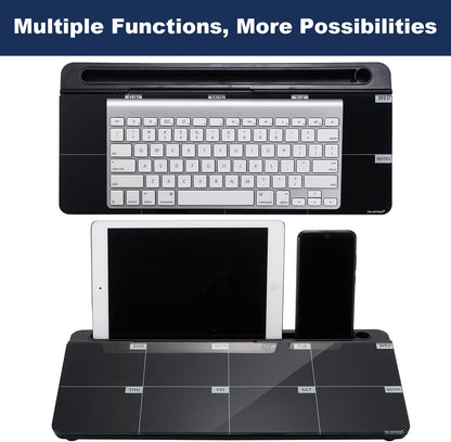 TSJ OFFICE Desktop Whiteboard Dry-Erase-Board - Computer Keyboard Stand White Board Surface Pad with Drawer, Desk Organizers with Accessories for Office, Home, School Supplies - Black