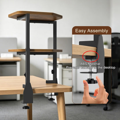 Corner Clamp-on Shelving Above or Below Desk 2 Tier 16 inch Organizer for Table Accessories, Gaming Devices and More