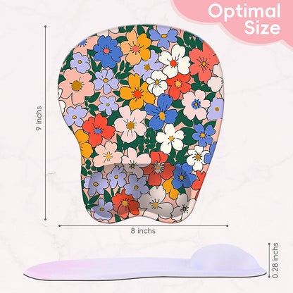 Wrist Support Mouse Pad Anti Slip Rubber Wrist Rest Mousepad 9in X 8in Small Desktop Notebook Mouse Mat for Working and Gaming (M-Pink Floral)