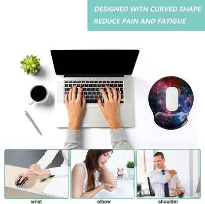 Mouse Pad with Wrist Support, Ergonomic Mouse Pad with Memory Foam Wrist Rest Cushion, Non-Slip Rubber Base Gaming Mice Pad for Home Office Computer Laptop, Flower Black