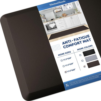 KitchenClouds Kitchen Mat Cushioned Anti Fatigue Rug 17.3"x28" Water Resistant, Non Slip, Standing and Comfort Desk/Floor Mats for House Sink Office (Black)