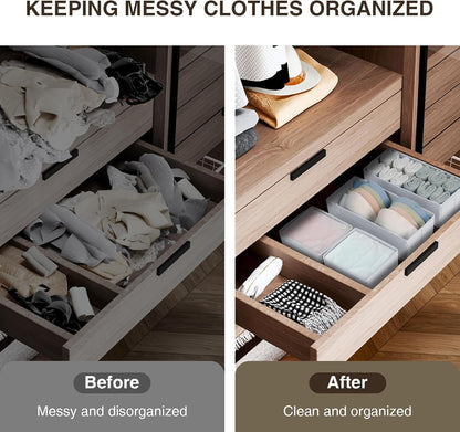 Drawer Organizer Clothes, Dresser Organizer, Foldable Closet Organizers and Storage, Fabric Dresser Bins, Drawer Dividers for Nursery, Baby Clothes, Underwears, Sock (Beige)