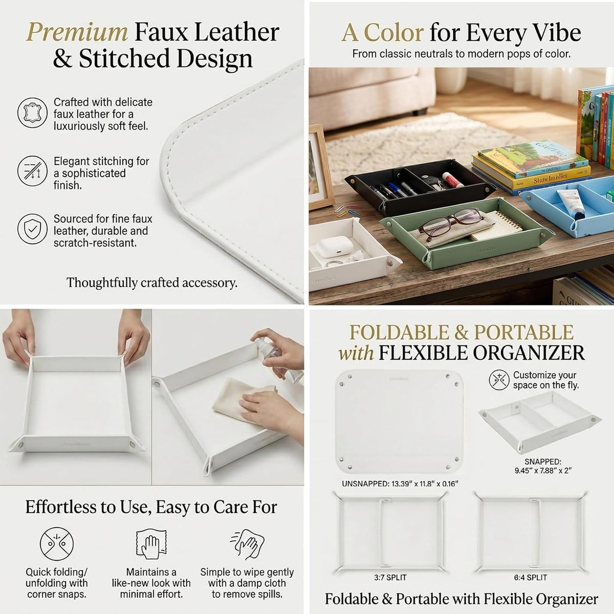 UnionBasic Small Valet Tray, Jewelry Tray for Rings Watches Earrings, Entryway Catchall Caddy for Coins Keys Change, Nightstand Bedside Valet Holder, Trays for Electronic Gadgets, Beige - Colors B