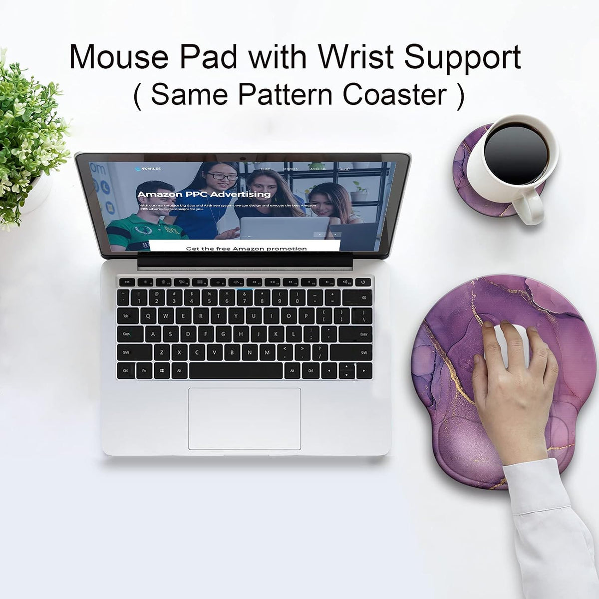 Ergonomic Mouse Pad with Wrist Support Rest,Large Mousepad Gel Wrist Rest, with Coaster Non-Slip & Pain Relief for Computer, Desk, Home&Office-Beach - Colors B