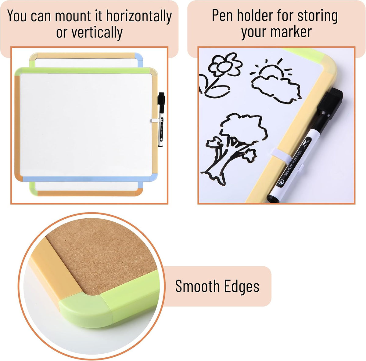 Dry Erase Board, 14” x 11”, White Frame