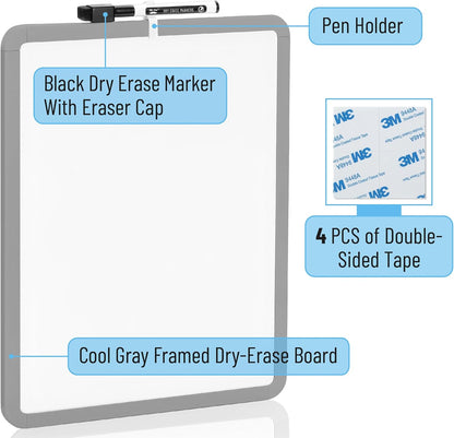Dry Erase Board, 14” x 11”, White Frame