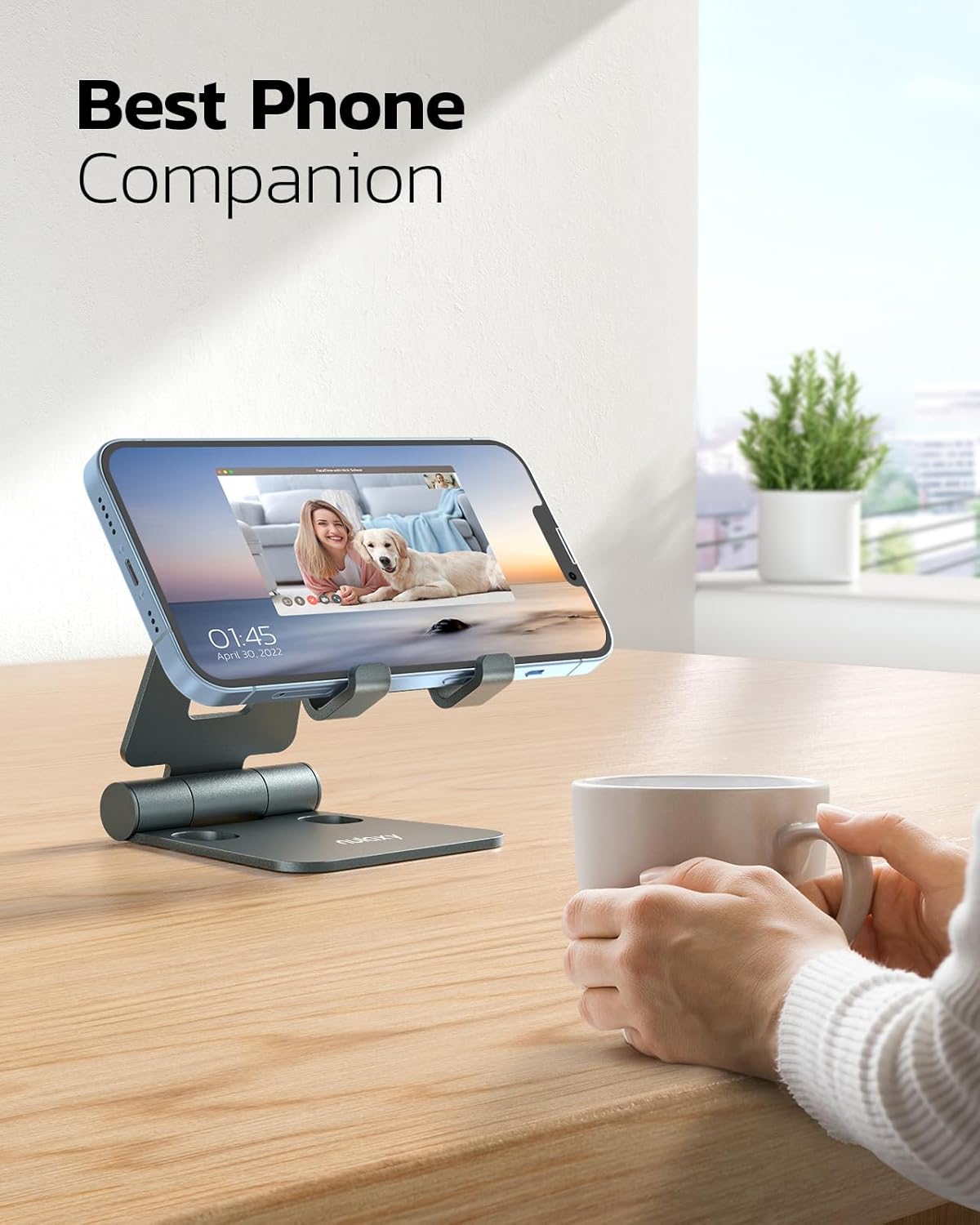 Nulaxy Dual Folding Cell Phone Stand, Fully Adjustable Foldable Desktop Phone Holder Cradle Dock Compatible with iPhone 17 16 15 14 13 12 11 Pro Max Xs Xr X 8, Nintendo Switch, All Phones - Purple