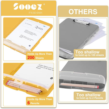 Clipboard with Storage, Clip Board 8.5 x 11 with Pen Holder, High Capacity Plastic Organization Case Box for Letter Legal A4 Size Paper, Nurses Teachers Must Haves, School & Office Supplies
