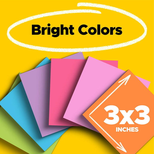 Post-it Super Sticky Notes, 15 Sticky Notes Pads, 3 x 3 in., School Supplies and Oﬃce Supplies, 2X the Sticking Power, Assorted Brights