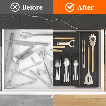 Expandable Silverware Drawer Organizer, Kitchen Utensil Tray