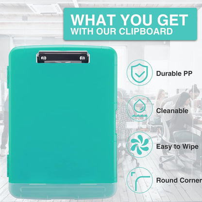 Clipboard with Storage, Clip Board 8.5 x 11 with Pen Holder, High Capacity Plastic Organization Case Box for Letter Legal A4 Size Paper, Nurses Teachers Must Haves, School & Office Supplies