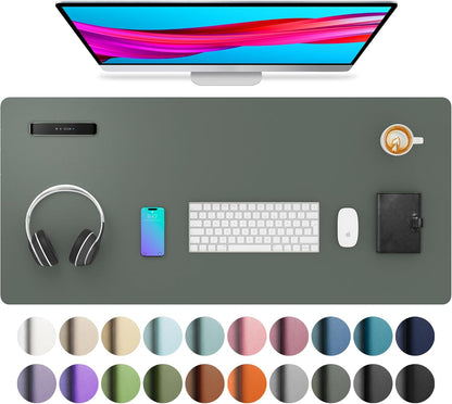 Aothia Leather Office Desk Pad Protector, Non-Slip PU Leather Desk Blotter, Waterproof Laptop Writing Mouse Pad for Office and Home, Black, 31.5" x 15.7" - Colors A