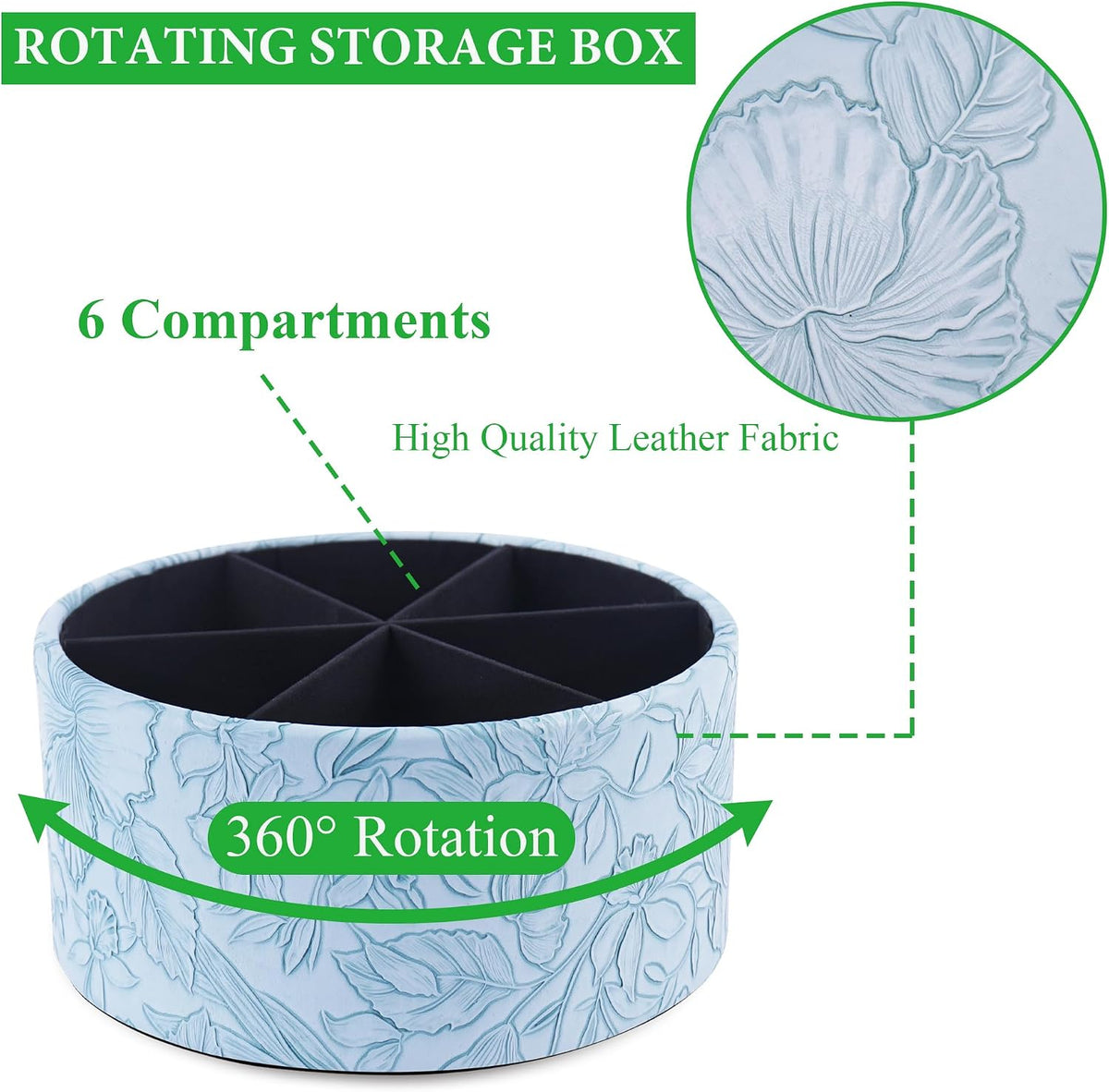 Round Leather Art Supply Organizer,Remote Control Holder,360 Degree Rotating,Multi-Functional Pencil Holder,4 Compartments Desktop Stationary Organizer(1-Blue Bird) - Colors B