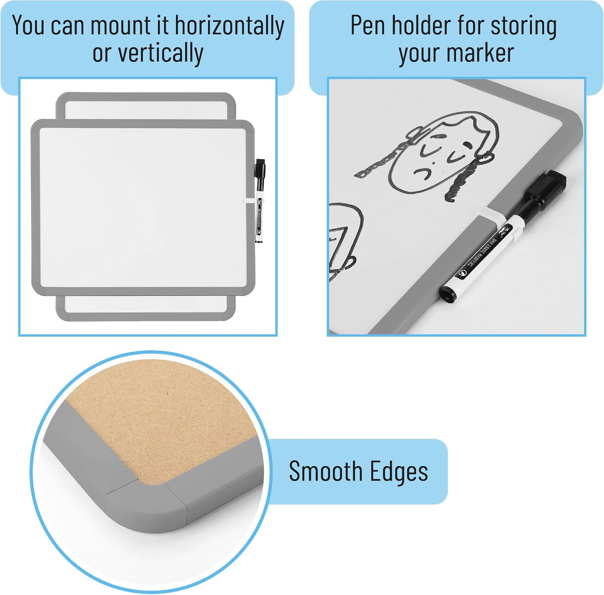 Dry Erase Board, 14” x 11”, White Frame