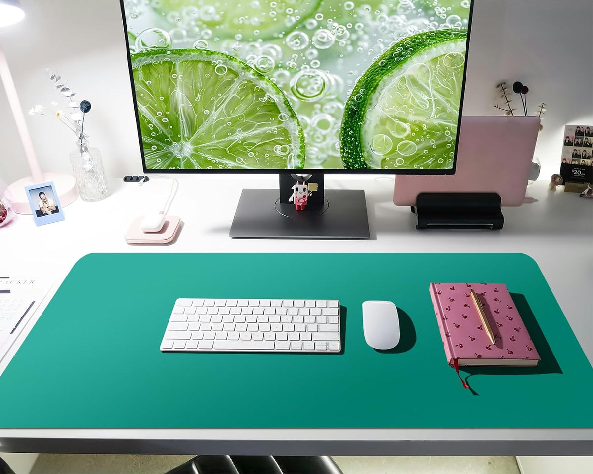 Bloss Leather Desk Pad and Keyboard Wrist Rest, Large Mouse Pad + Keyboard Pad+Mouse Wrist Support, Non-Slip Desk Mat Protector for Office, Home(31.5×15.7 Inches,Beige) - Colors B