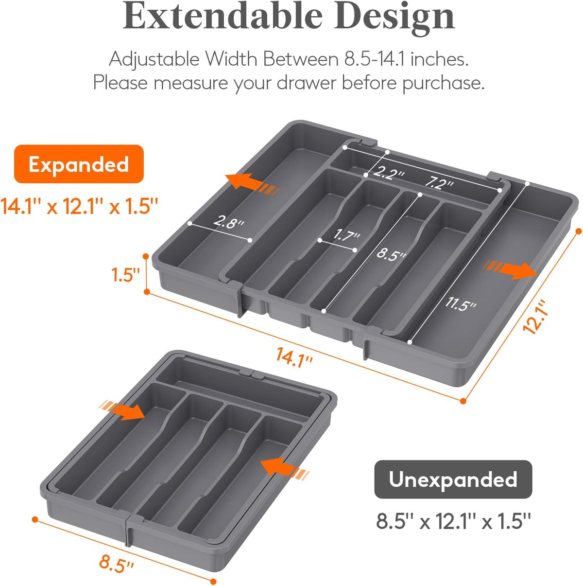 Expandable Silverware Drawer Organizer, Kitchen Utensil Tray