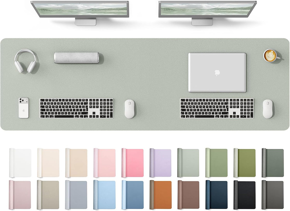 YSAGi Leather Desk Pad Protector, Office Desk Mat, Large Mouse Pad, Non-Slip PU Leather Desk Blotter, Waterproof Laptop Desk Writing Pad for Office and Home (23.6" x 13.8", Eggshell) - Colors B