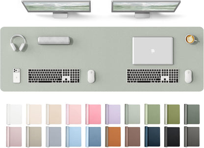 YSAGi Leather Desk Pad Protector, Office Desk Mat, Large Mouse Pad, Non-Slip PU Leather Desk Blotter, Waterproof Laptop Desk Writing Pad for Office and Home (23.6" x 13.8", Eggshell) - Colors B