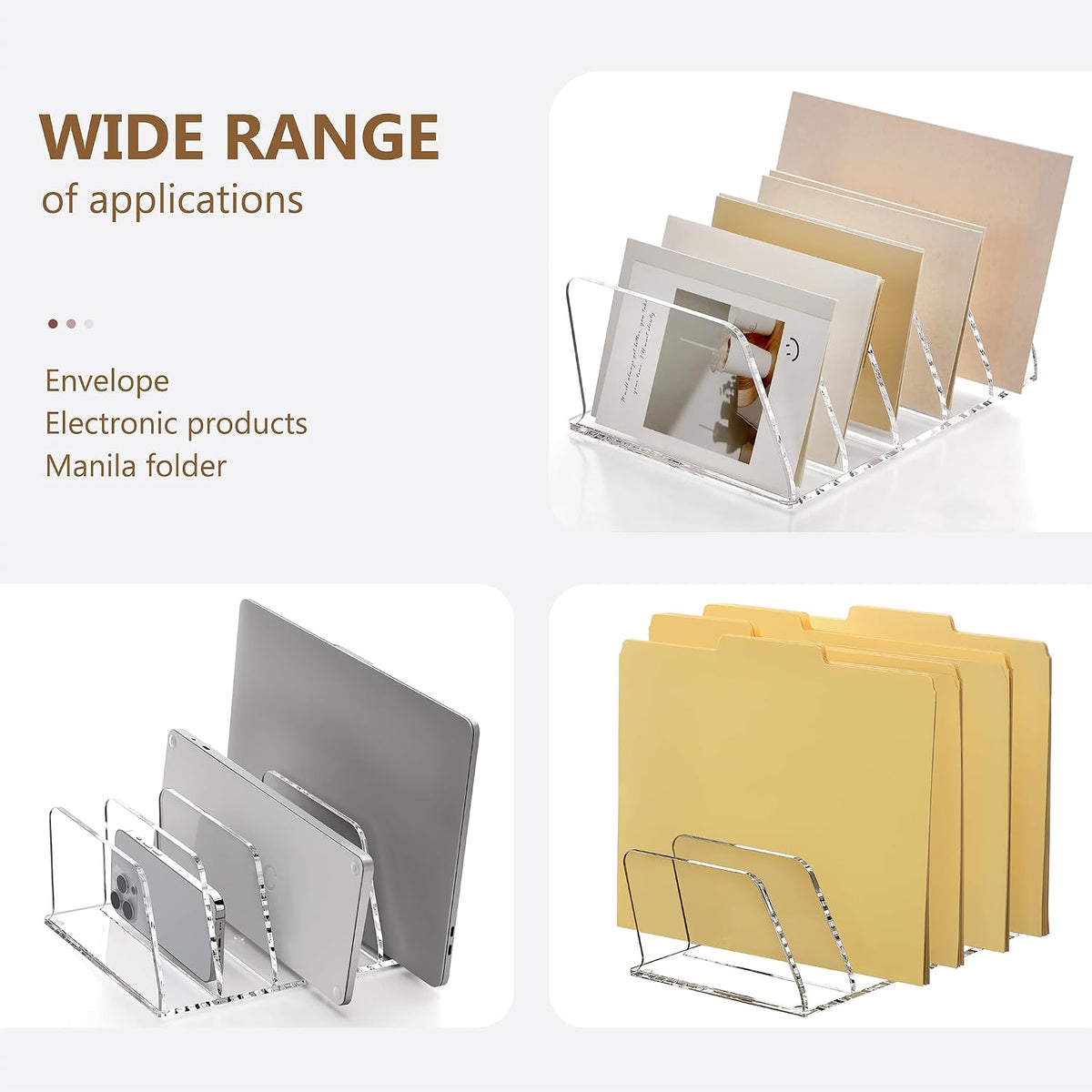 SANRUI Acrylic Mail Sorter Desktop Organizer Holder with Drawer, 5 Compartments Clear Small File Script Letter Document Storage for Desk Bill Filling Envelope Holder Office, Home, School Organization