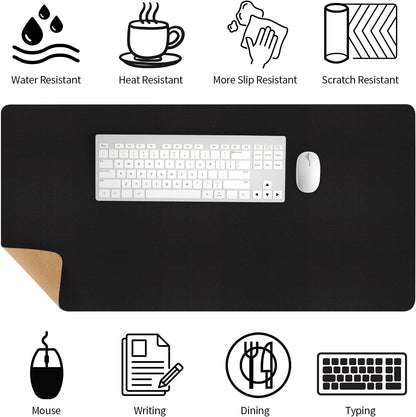 Bloss Leather Desk Pad and Keyboard Wrist Rest, Large Mouse Pad + Keyboard Pad+Mouse Wrist Support, Non-Slip Desk Mat Protector for Office, Home(31.5×15.7 Inches,Beige) - Colors A