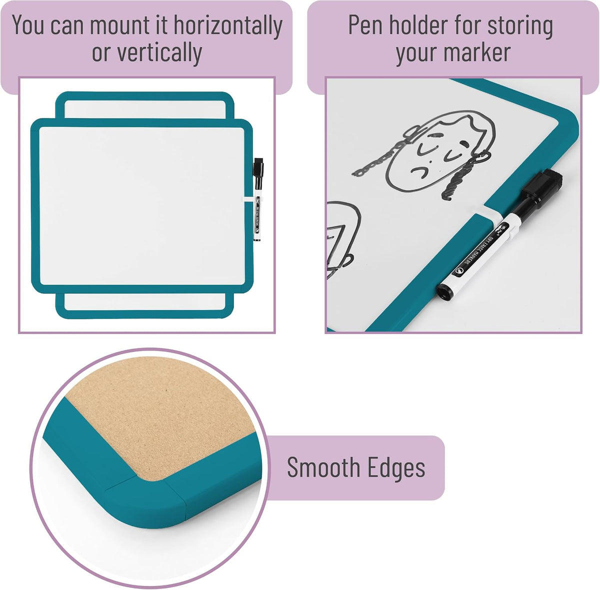 Dry Erase Board, 14” x 11”, White Frame