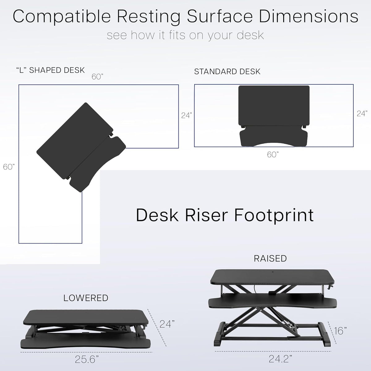 Black 32 in Standing Desk Converter, DESK-V000K