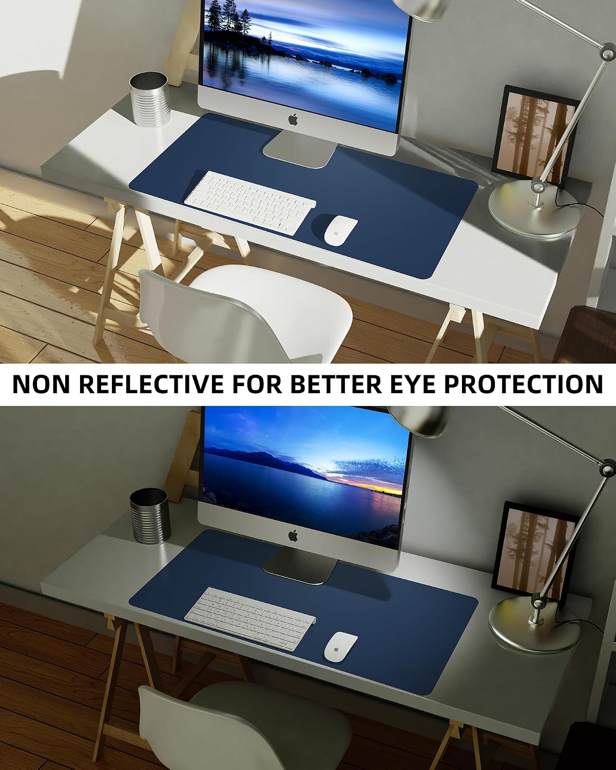 Large Desk pad mat,Mouse Pad,Office Desk Mat, Non-Slip PU Leather Desk Blotter,Large Desk pad,Waterproof Keyboard mat for Office/Home/Decor (Black,48" x 17")