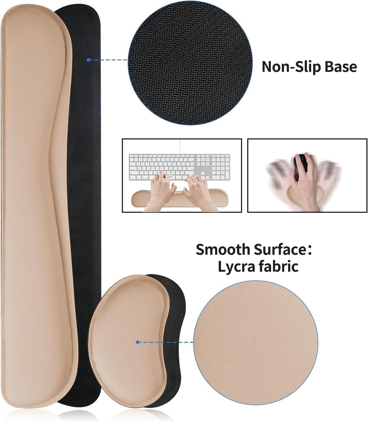 Bloss Leather Desk Pad and Keyboard Wrist Rest, Large Mouse Pad + Keyboard Pad+Mouse Wrist Support, Non-Slip Desk Mat Protector for Office, Home(31.5×15.7 Inches,Beige) - Colors B