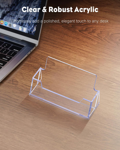 Uniclife Acrylic Business Card Holder for Desk 1 Slot Clear Business Card Display Stand for Men & Women Desktop Business Card Organizer Card Stand for Office Home Exhibition, 60 Card Capacity