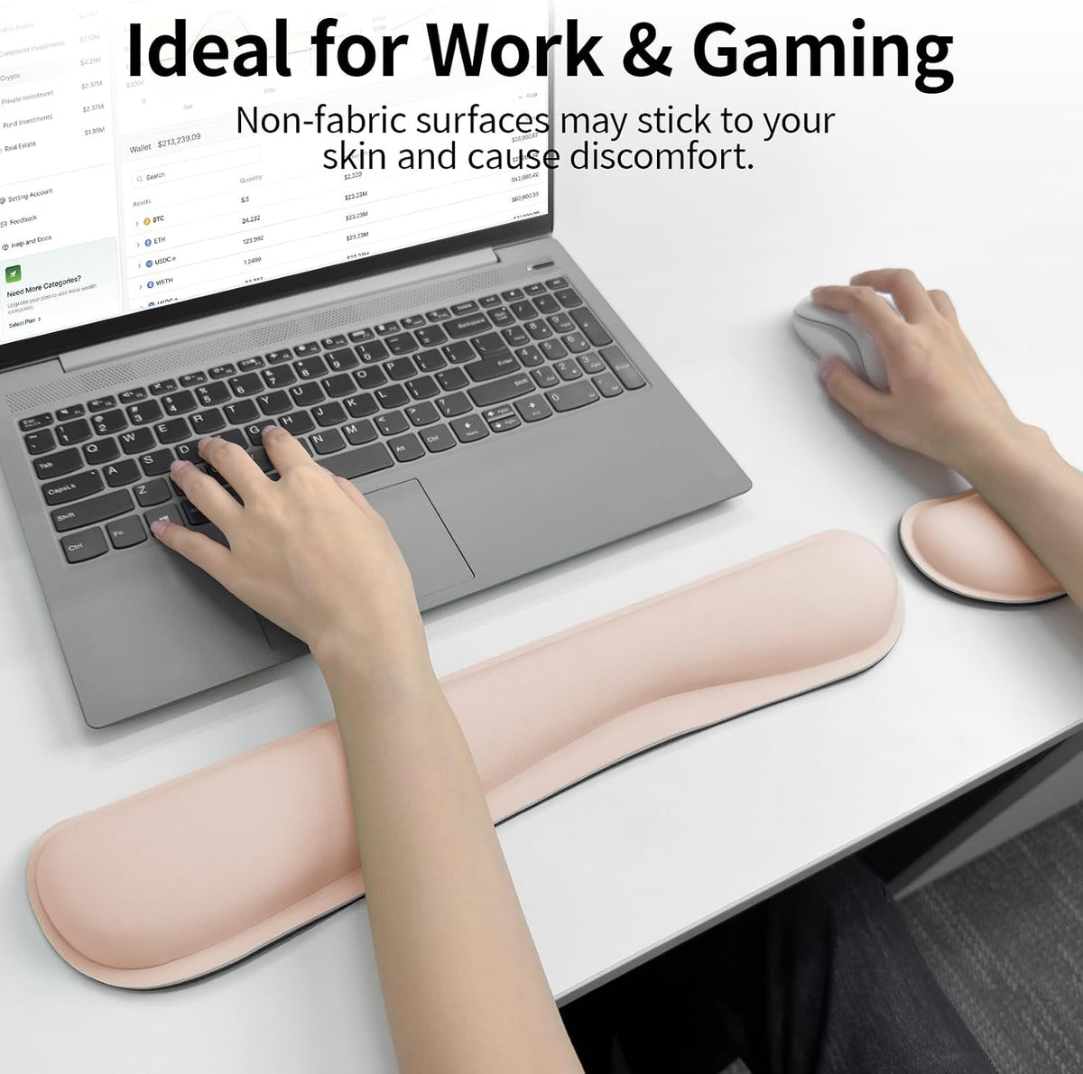 Bloss Leather Desk Pad and Keyboard Wrist Rest, Large Mouse Pad + Keyboard Pad+Mouse Wrist Support, Non-Slip Desk Mat Protector for Office, Home(31.5×15.7 Inches,Beige) - Colors B