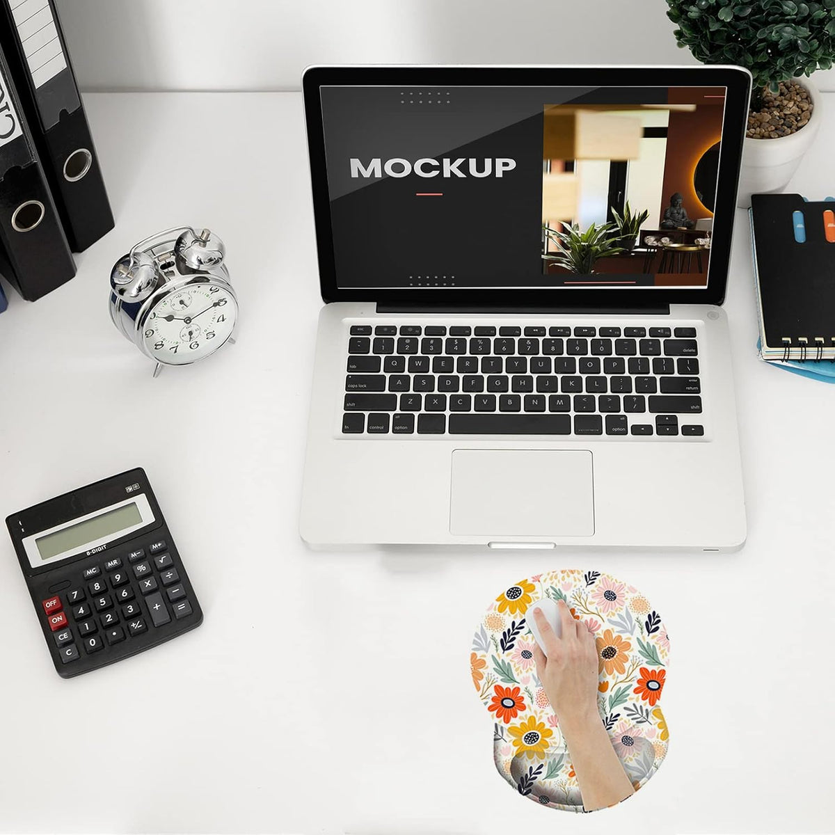 Wrist Support Mouse Pad Anti Slip Rubber Wrist Rest Mousepad 9in X 8in Small Desktop Notebook Mouse Mat for Working and Gaming (M-Pink Floral)