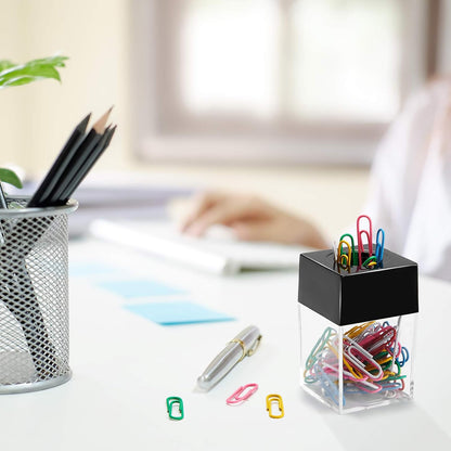 Outus 4 Pieces Magnetic Paper Clip Dispenser Holder Paperclip Dispenser for Desk, School, Office(Black)