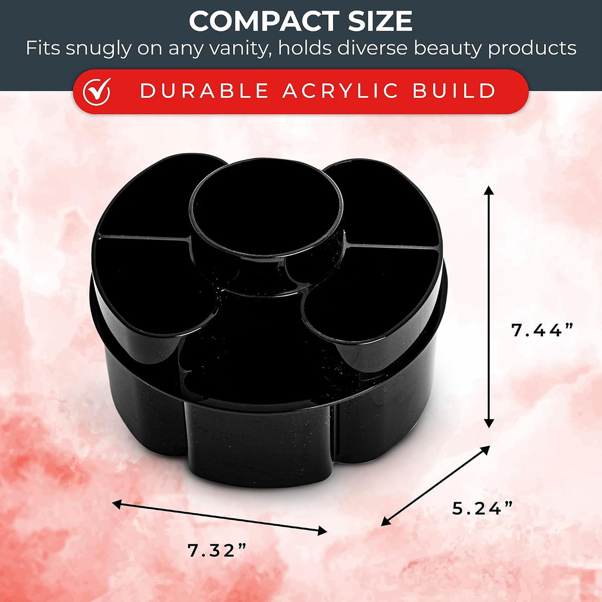 Masirs 360 Rotating Makeup Organizer Countertop - Adjustable Shelf Height - The Perfect Round Spinning Cosmetic Organizer for Bedroom Dresser or Vanity Countertop Storage (Clear)