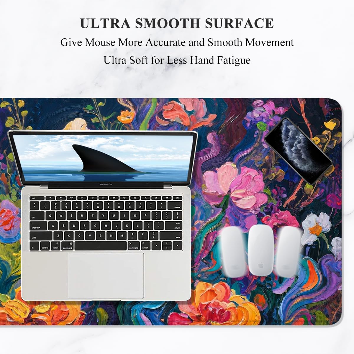 Auhoahsil Desk Mat, Ultra Large Mouse Pad, XXL Gaming Mousepad, Green Tropical Leaves Deskpad, Big Extended Full Size Mouse Pad, Desktop Desk Matt for Keyboard, Laptop & Computer, 35.5 x 15.7 in - Colors B