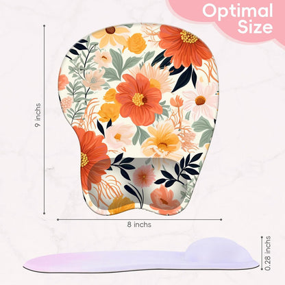 Wrist Support Mouse Pad Anti Slip Rubber Wrist Rest Mousepad 9in X 8in Small Desktop Notebook Mouse Mat for Working and Gaming (M-Pink Floral)