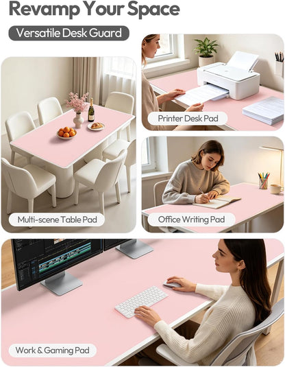 YSAGi Leather Desk Pad Protector, Office Desk Mat, Large Mouse Pad, Non-Slip PU Leather Desk Blotter, Waterproof Laptop Desk Writing Pad for Office and Home (23.6" x 13.8", Eggshell) - Colors A
