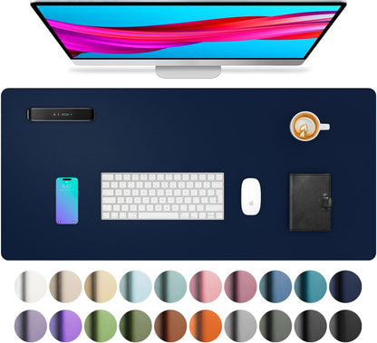 Aothia Leather Office Desk Pad Protector, Non-Slip PU Leather Desk Blotter, Waterproof Laptop Writing Mouse Pad for Office and Home, Black, 31.5" x 15.7" - Colors B