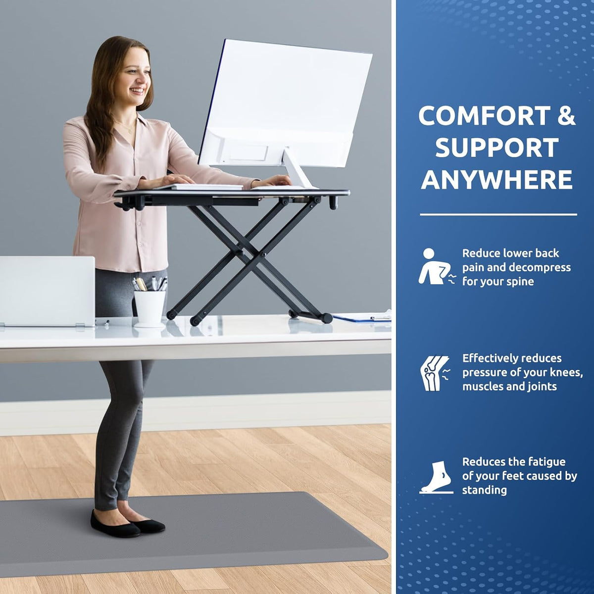 KitchenClouds Kitchen Mat Cushioned Anti Fatigue Rug 17.3"x28" Water Resistant, Non Slip, Standing and Comfort Desk/Floor Mats for House Sink Office (Black)