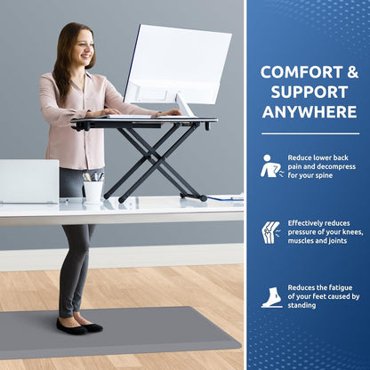 KitchenClouds Kitchen Mat Cushioned Anti Fatigue Rug 17.3"x28" Water Resistant, Non Slip, Standing and Comfort Desk/Floor Mats for House Sink Office (Black)