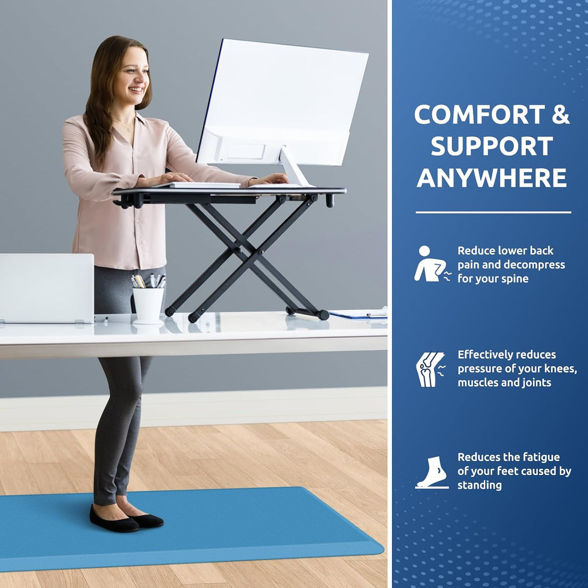 KitchenClouds Kitchen Mat Cushioned Anti Fatigue Rug 17.3"x28" Water Resistant, Non Slip, Standing and Comfort Desk/Floor Mats for House Sink Office (Black)