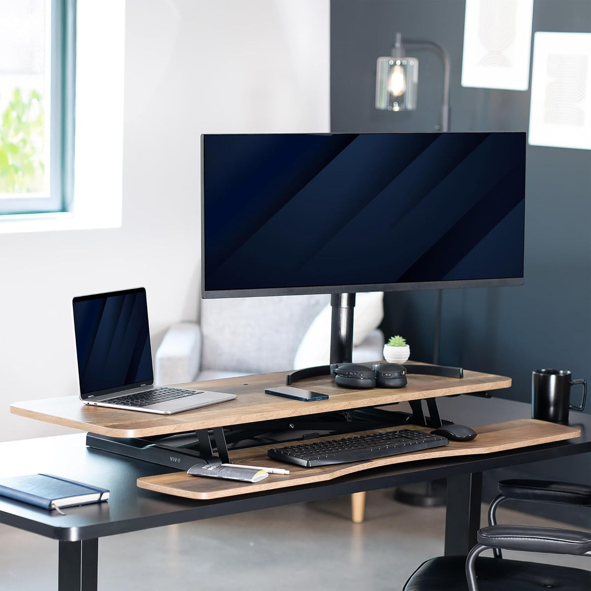 Black 32 in Standing Desk Converter, DESK-V000K