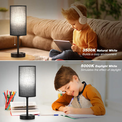 Dicoool Bedside Table Lamp for Bedroom - Small Desk Lamp with USB Ports