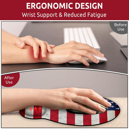 KONVINIT Ergonomic Mouse Pad with Wrist Rest, Small Mousepad with Non-Slip Rubber Base and Smooth Surface, Beach Mouse Pads for Desk, Office Desk Accessories